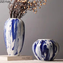 Ink style blue & white ceramic vase set living room decor