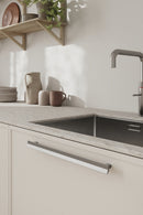 Satin Steel "Vis a Vis" Cabinet Knob and Drawer Pulls
