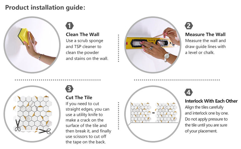 Hexagon Peel and Stick Wall Tiles