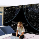 Interstellar sky map constellations black celestial tapestry bedroom