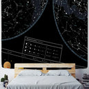 Interstellar sky map constellations black celestial tapestry bedroom