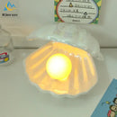 Iridescent ceramic shell pearl led night light for bedroom