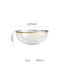 Iridescent gold rim glass salad bowl dining room tableware