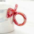 Iridescent heart bowknot glazed coffee mug dining room tea cup
