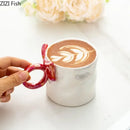 Iridescent heart bowknot glazed coffee mug dining room tea cup