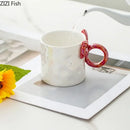 Iridescent heart bowknot glazed coffee mug dining room tea cup