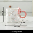 Iridescent heart bowknot glazed coffee mug dining room tea cup