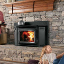 Ironstrike Montlake 300 Modern Wood Burning Fireplace Insert With High Density Firebrick  (SAK18103)