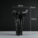 Irregular resin vase black & white textured tree trunk living room decor