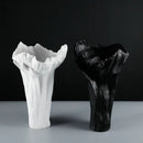 Irregular resin vase black & white textured tree trunk living room decor