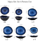 Irregular shape blue and gold ceramic dinner set – dining room kitchen
