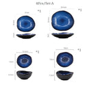 Irregular shape blue and gold ceramic dinner set – dining room kitchen