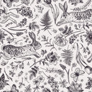 Black and White Hares Pattern Wallpaper