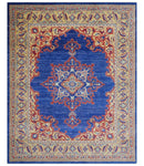 Isfahan Custom Made Traditional Blue And Beige Hand Knotted Wool Rug