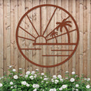 Island Sunset Palms Circle Sign