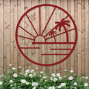 Island Sunset Palms Circle Sign