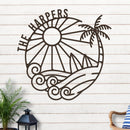 Island Sunset Surf Circle Name Sign