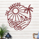 Island Sunset Surf Circle Name Sign