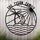 Island Sunset Waves Circle Name Sign