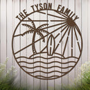 Island Sunset Waves Circle Name Sign