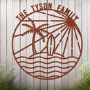 Island Sunset Waves Circle Name Sign