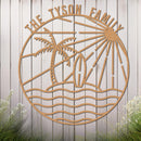 Island Sunset Waves Circle Name Sign