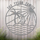Island Sunset Waves Circle Name Sign
