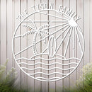 Island Sunset Waves Circle Name Sign