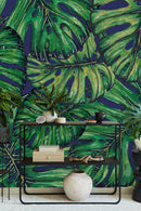 Dark Wallpaper with Monstera Design