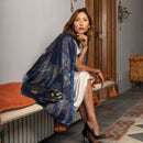 Laura - Silk Scarf Shawl - Navy