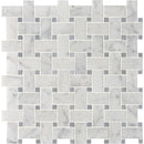 White Carrara Honed Basket Weave Marble Mosaics 12x12