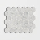 White Carrara Honed Hexagon Marble Mosaics 12x12