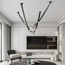 Italian light luxury leather black metal chandelier dining room