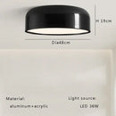 Italian minimalist round black ceiling lamp bedroom light