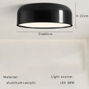 Italian minimalist round black ceiling lamp bedroom light