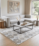 Ivory And Beige Modern Style Fine Wool and Viscose Rug