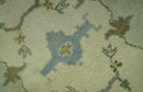 Ivory and Blue 6x9 Hand Knotted Traditional Oriental Oushak wool area rug