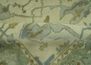 Ivory and Blue 6x9 Hand Knotted Traditional Oriental Oushak wool area rug