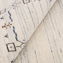 Ivory And Blue Tribal Border Design Hand Loomed Wool Area Rug