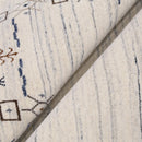 Ivory And Blue Tribal Border Design Hand Loomed Wool Area Rug
