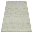 Ivory and Brown Abstract Hand Tufted Multi Size Natural Wool Area Rug