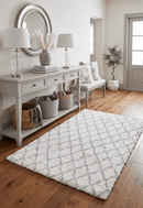 Ivory and Charcoal Modern Style Handmade Wool Area Rug