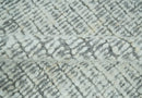 Ivory and Charcoal Traditional Abstract Hand Knotted 8x10 Wool Area Rug