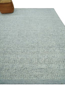 Ivory and Charcoal Traditional Abstract Hand Knotted 8x10 Wool Area Rug