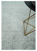Ivory and Charcoal Traditional Abstract Hand Knotted 8x10 Wool Area Rug