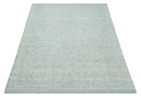 Ivory and Charcoal Traditional Abstract Hand Knotted 8x10 Wool Area Rug