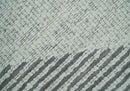 Ivory and Charcoal Traditional Stripes Hand Knotted 8x10 Wool Area Rug