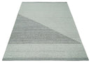 Ivory and Charcoal Traditional Stripes Hand Knotted 8x10 Wool Area Rug