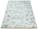 Modern Style Ivory and Gray Kilim Fine Wool Blend Rug
