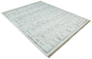 Ivory and Gray Modern Geometrical Hand Woven Wool Rug